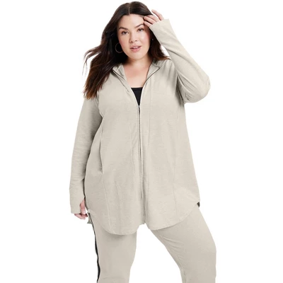 June + Vie By Roaman's Women’s Plus Size Zip-Up French Terry Hoodie - Image 4