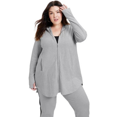 June + Vie By Roaman's Women’s Plus Size Zip-Up French Terry Hoodie - Image 6