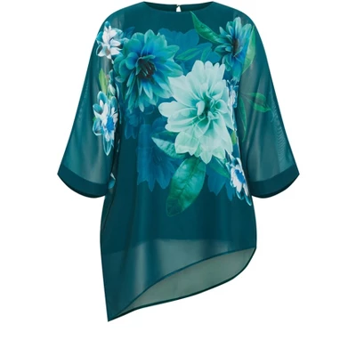 Women's Plus Size Violetta Top - Teal Floral | AVE STUDIO - Image 2
