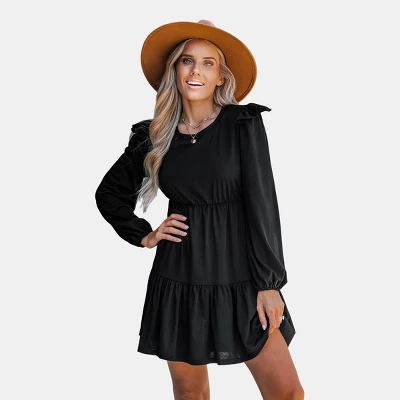 Women's Ruffled Long Sleeve Mini Dress - Cupshe - Image 7