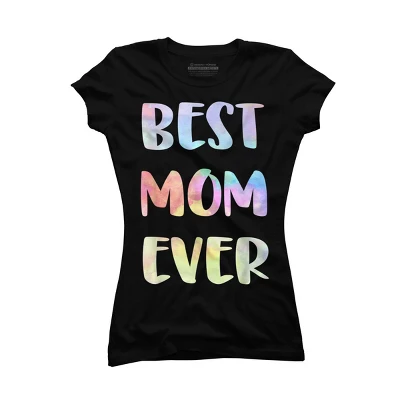 Junior's Design By Humans Best Mom Ever Rainbow Bubble Text By MiuMiuShop T-Shirt - Image 2