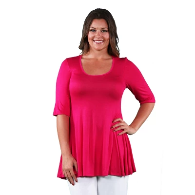 24seven Comfort Apparel Womens Plus Size Elbow Swing Tunic Top - Image 11