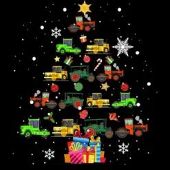Junior's Design By Humans Christmas Tractor Tree Gift Farmer Shirts Funny Tractor Xmas By VitMon T-Shirt