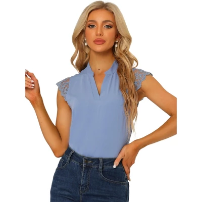 Allegra K Women's Work Office Split Neck Sleeveless Basic Blouse - Image 9