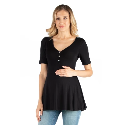 24seven Comfort Apparel Women's Maternity Elbow Sleeve Tunic Top - Image 4