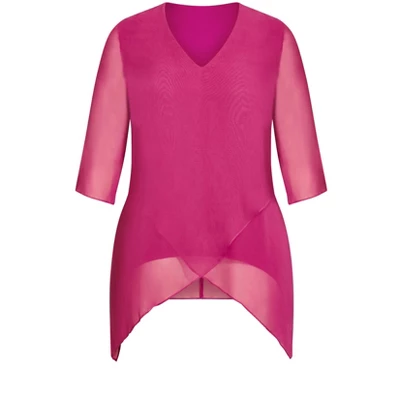 Women's Plus Size Hanna Layered Top - Magenta | AVENUE STUDIO - Image 2