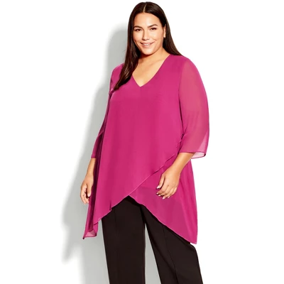 Women's Plus Size Hanna Layered Top - Magenta | AVENUE STUDIO - Image 7