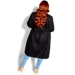 Women's Plus Size Sassy Military Coat - Black | CITY CHIC