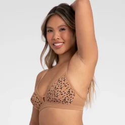 All.You.LIVELY Women's Leopard Print Mesh Trim Bralette - Camel