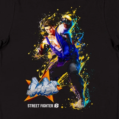Street Fighter VI Luke Graffiti Name Crew Neck Short Sleeve Black Women's T-shirt