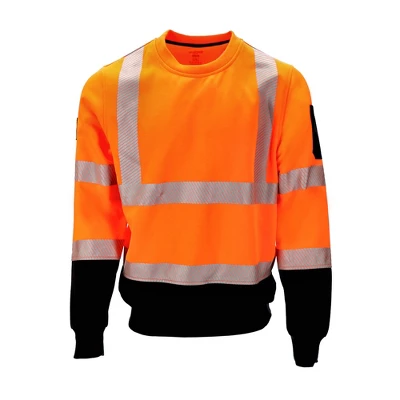 RefrigiWear High Visibility Hi Vis ANSI Type R, Class 3 Breathable Safety Crewneck Sweatshirt With Reflective Tape - Image 7