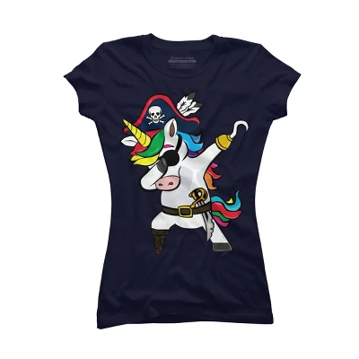 Junior's Design By Humans Dabbing Dance Pirate Unicorn Gifts Funny Halloween Costume Gift By Lukesstore T-Shirt - Image 5