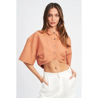 EMORY PARK Women's Cropped Button Down Shirts