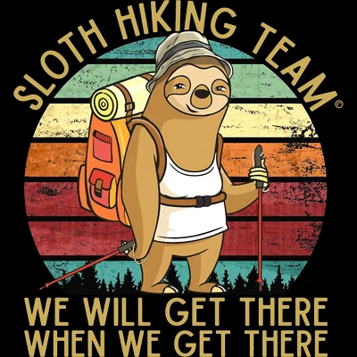 Junior's Design By Humans Sloth Hiking Team - We Will Get There, When We Get There By Andreastier T-Shirt