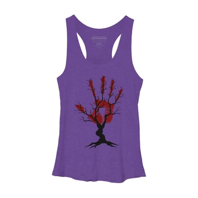 Women's Design By Humans Halloween Tree By AisenArt Racerback Tank Top - Image 11