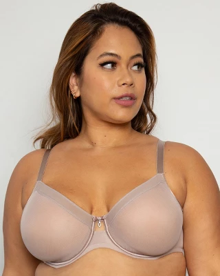 Curvy Couture Womens Sheer Mesh Full Coverage Unlined Underwire Bra - Image 20
