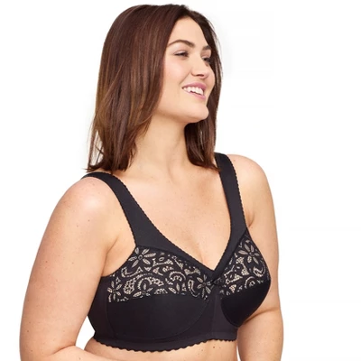Glamorise Womens MagicLift Cotton Support Wirefree Bra 1001 Black - Image 2