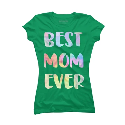 Junior's Design By Humans Best Mom Ever Rainbow Bubble Text By MiuMiuShop T-Shirt - Image 6
