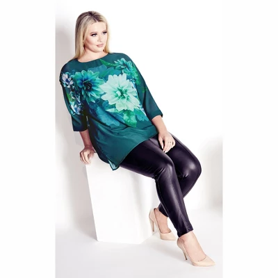 Women's Plus Size Violetta Top - Teal Floral | AVE STUDIO - Image 5