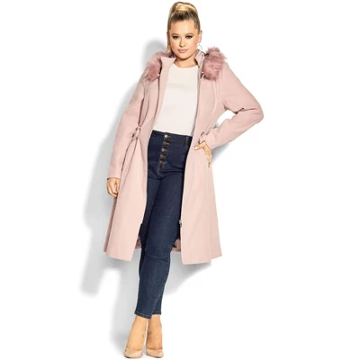 Women's Plus Size Miss Mysterious Coat - Blush | CITY CHIC