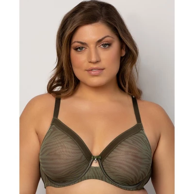 Curvy Couture Womens Sheer Mesh Full Coverage Unlined Underwire Bra - Image 16