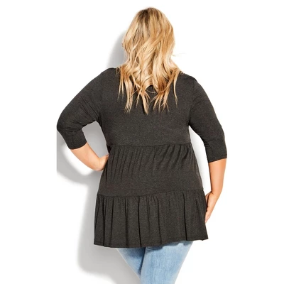 Women's Plus Size Amaya Plain Tunic - Charcoal | AVENUE