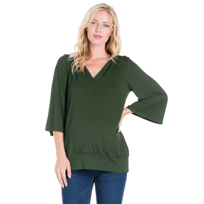 24seven Comfort Apparel Oversized Maternity Fashion Hoodie Top - Image 4
