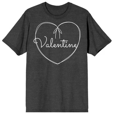 Bioworld Valentine's Day String Heart Crew Neck Short Sleeve Charcoal Heather Women's T-shirt - Image 3