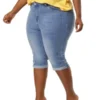 Agnes Orinda Women's Plus Size Mid-Rise Curvy Skinny Stretch Denim Jean Capri