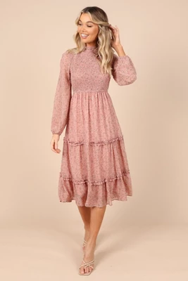 Petal And Pup Womens Edwina Shirred Frill Long Sleeve Midi Dress - Image 5