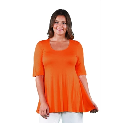 24seven Comfort Apparel Womens Plus Size Elbow Swing Tunic Top - Image 7