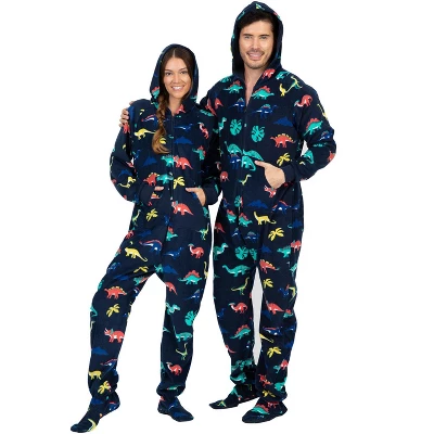 Footed Pajamas - Dinosaur Kingdom Adult Hoodie Fleece Onesie - Image 4