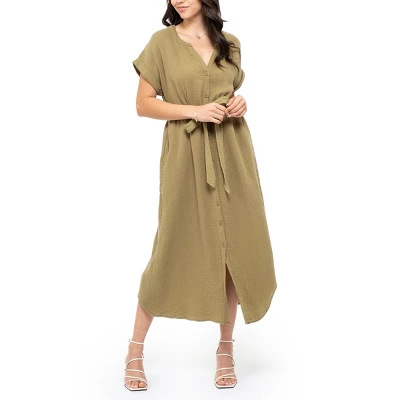 August Sky Women's Front Button Down Midi Dress - Image 2