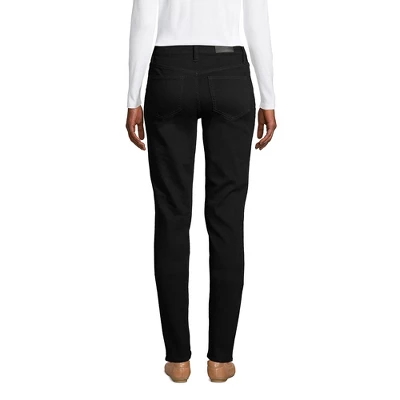 Lands' End Women's Tall Mid Rise Straight Leg Jeans - Black