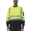 RefrigiWear High Visibility Hi Vis ANSI Type R, Class 3 Breathable Safety Crewneck Sweatshirt With Reflective Tape