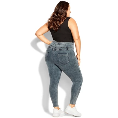 Women's Plus Size Asha Rip Corset Jean - Blue Gray | CITY CHIC - Image 3