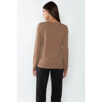 JENNIE LIU 100% Pure Cashmere Extra-ply Cozy Long Sleeve Crew Neck Sweater