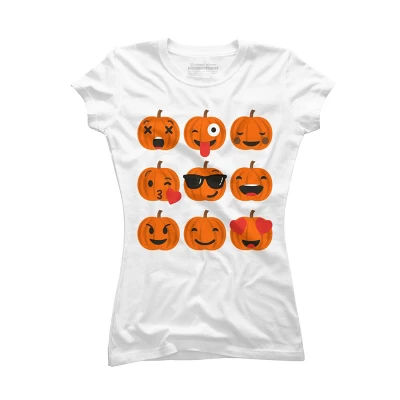 Junior's Design By Humans Halloween Pumpkins Emoji By Honeytree T-Shirt - Image 4