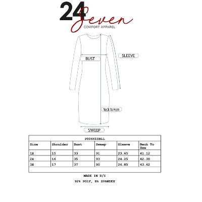 24seven Comfort Apparel Pink Abstract Plus Size Long Sleeve Knee Length T Shirt Dress - Image 3