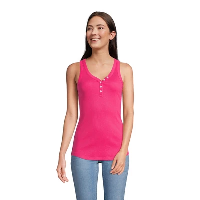 Lands' End Women's 2x2 Rib Henley Tank Top - Image 3