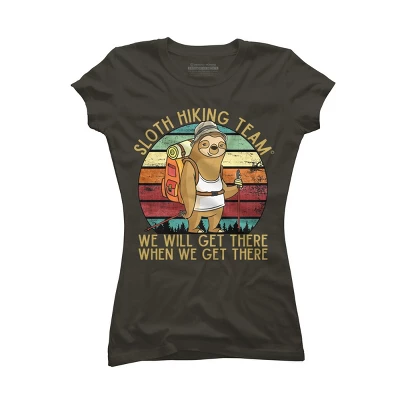 Junior's Design By Humans Sloth Hiking Team - We Will Get There, When We Get There By Andreastier T-Shirt - Image 5