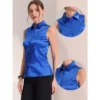 Allegra K Women's Satin Work Collar Sleeveless Button Down Shirts
