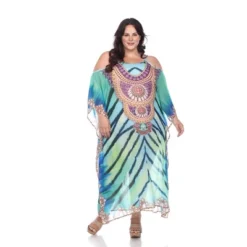Plus Size Sheer Caftan Maxi Dress - One Size Fits Most Plus - White Mark