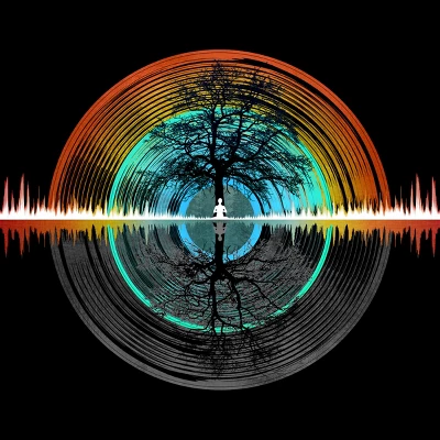 Women's Design By Humans Color Nature Sounds Night Oak Tree By Maryedenoa Racerback Tank Top