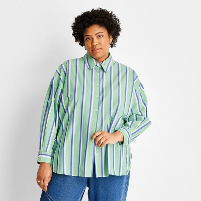 Women's Long Sleeve Striped Button-Down Shirt - Future Collective™ With Reese Blutstein - Image 3