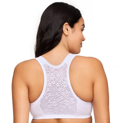 Glamorise Womens Front-Closure Cotton T-Back Comfort Wirefree Bra 1908 White