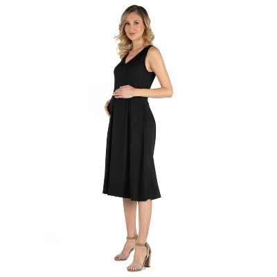 24seven Comfort Apparel Women's Maternity Fit And Flare Midi Dress