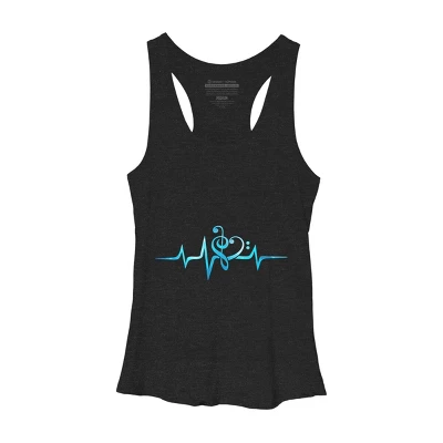 Women's Design By Humans Music Clef Heart Beat Treble Base By BaoMinh Racerback Tank Top - Image 2