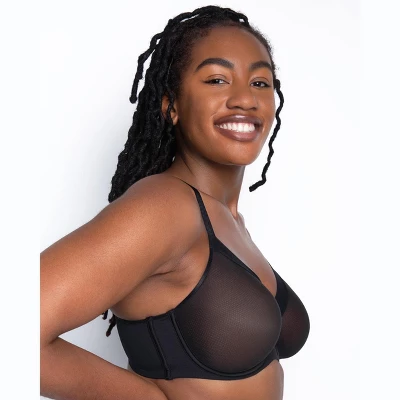 Curvy Couture Womens Sheer Mesh Full Coverage Unlined Underwire Bra - Image 5