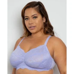 Curvy Couture Women's Luxe Lace Wireless Bralette